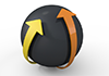 Ball-shaped arrow ｜ Yellow ｜ Orange ―― 3D illustration ｜ Free material ｜ Download
