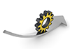 Gears that roll downwards ｜ Arrows ｜ Silver color ―― 3D illustrations ｜ Free materials ｜ Download