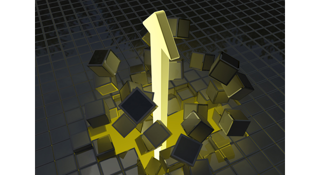 Yellow / Break through the wall / Arrow-Illustration / 3D rendering / Free / Download / Photo / 3DCG